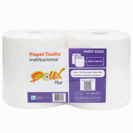 Papel Toalla Institucional Blanco Doux Plus x 300 m x 2 Rollos