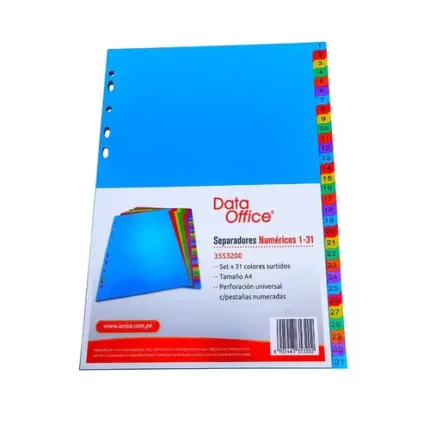 Separador A4 X 10 Colores Data Office
