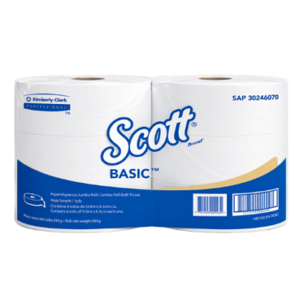 Papel higiénico jumbo 1 hoja blanco 550 m x 6 rollos Scott